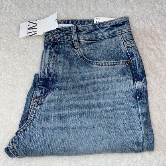 Zara High Rise Mom Leg Ankle Jeans Size 4 NEW - Picture 4 of 5